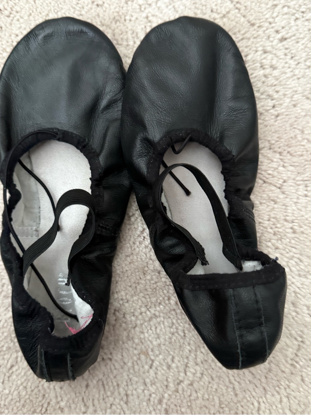 Black Leather Ballet Flats for Girls Elastic Slip-On